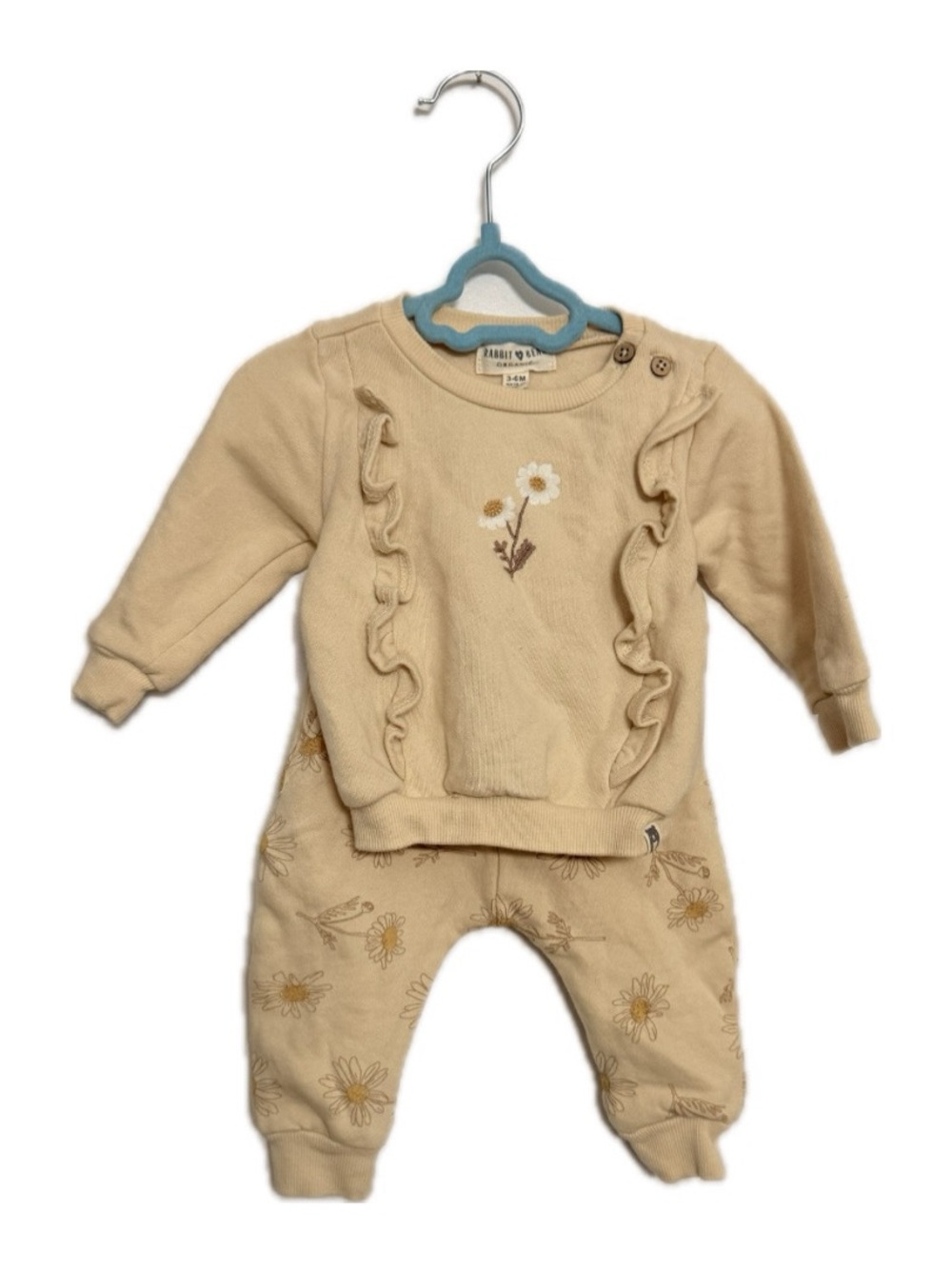 Rabbit & Bloom Beige Floral Ruffle Kids Matching Set